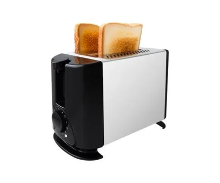 Brown bread toasts in toaster Foto stock