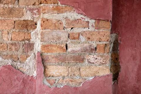 Brown brick block wall. Old city wall in Nakhon Si Thammarat city Fotos de archivo