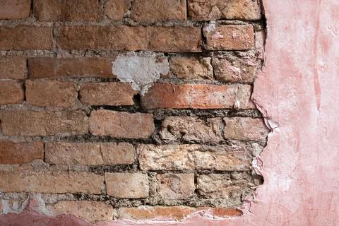 Brown brick block wall. Old city wall in Nakhon Si Thammarat city Fotos de archivo