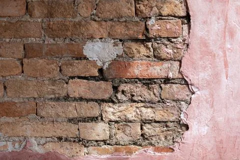 Brown brick block wall. Old city wall in Nakhon Si Thammarat city Fotos de archivo