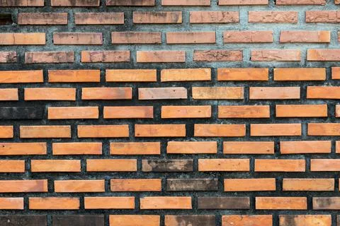 Brown brick block wall. Old city wall in Nakhon Si Thammarat city Fotos de archivo