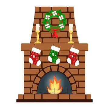 Brown brick fireplac Stock Illustration