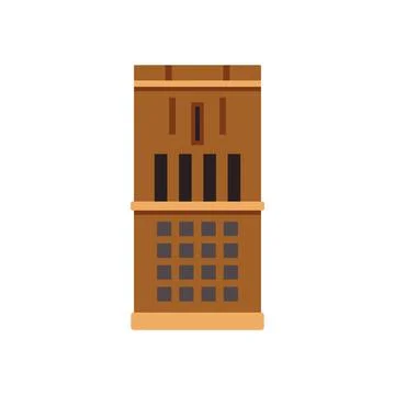 Brown brick tower building facade illustration Ilustración de archivo