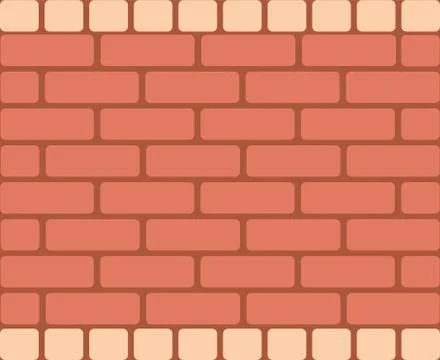 Brown Brick Wall, Horizontal Rectangular Vector Stock Illustration