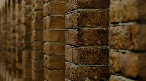 Brown brick wall side view Stock Photos