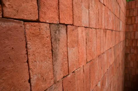 Brown brick wall textured, construction industry Stock Photos