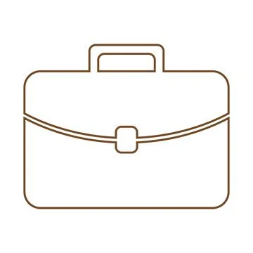 Brown briefcase vector line icon isolated on white background Stock Illustration