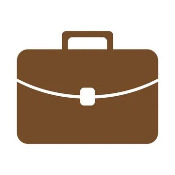 Brown briefcase vector solid icon isolated on white background Stock Illustration