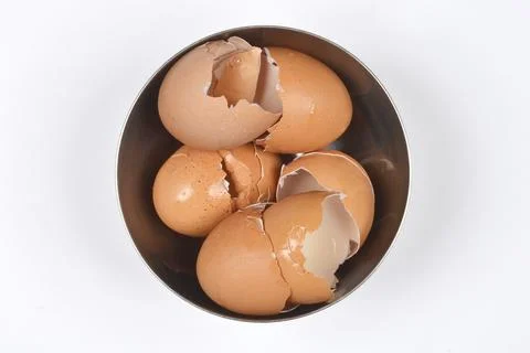 Brown broken eggshells Stock Photos