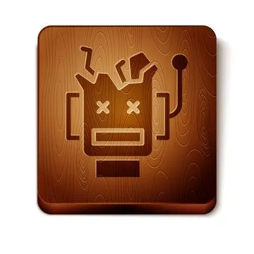 Brown Broken robot icon isolated on white background. Artificial intelligence Illustrazione stock