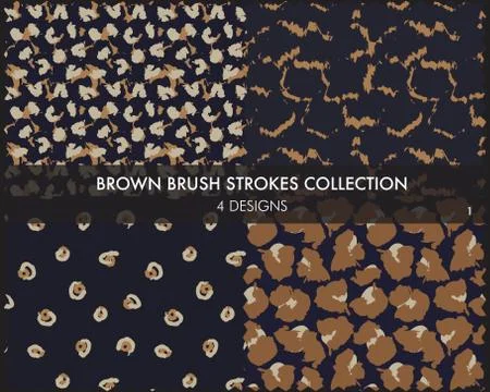Brown Brush Strokes Seamless Pattern Collection 스톡 일러스트