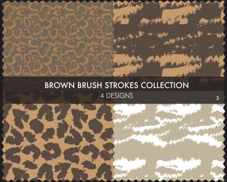 Brown Brush Strokes Seamless Pattern Collection Stock Illustration