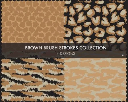 Brown Brush Strokes Seamless Pattern Collection 스톡 일러스트