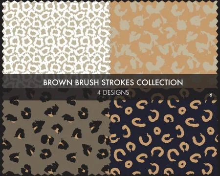 Brown Brush Strokes Seamless Pattern Collection Stock Illustration