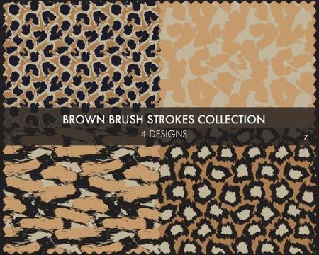 Brown Brush Strokes Seamless Pattern Collection イラスト素材