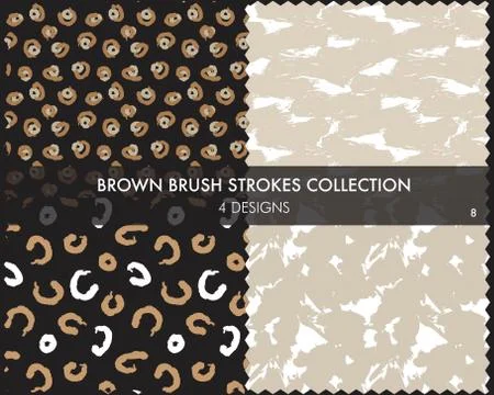 Brown Brush Strokes Seamless Pattern Collection Illustrazione stock