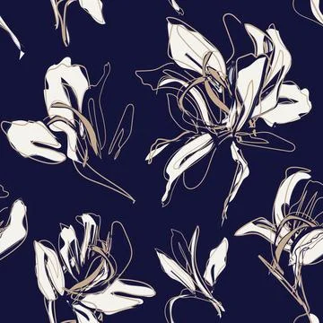 Brown Brushstroke Floral seamless pattern design Stock Illustration