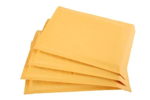 Brown bubble mailers Stock Photos