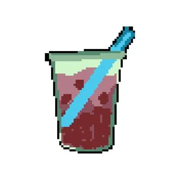 Brown bubble tea pixel art vector illustration Stock Illustration