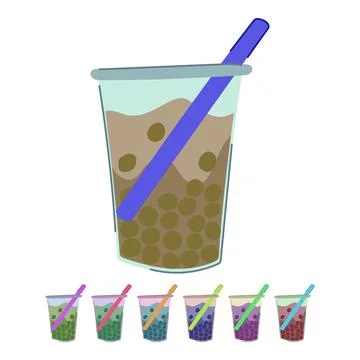Brown bubble tea vector cartoon graphic Stock Illustration