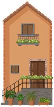 Brown building with terrace Ilustración de archivo