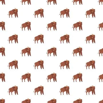 Brown bull bison pattern repeating seamlessly for design Stock Illustration