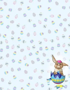 Brown Bunny on Easter Egg background Illustrazione stock