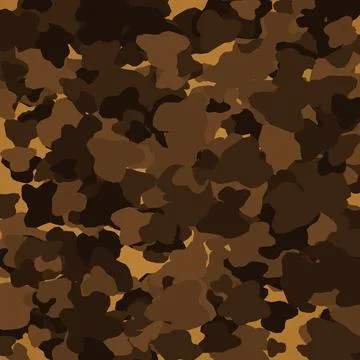Brown Camouflage Pattern Background Seamless Vector Texture for Military an.. Stock Illustration