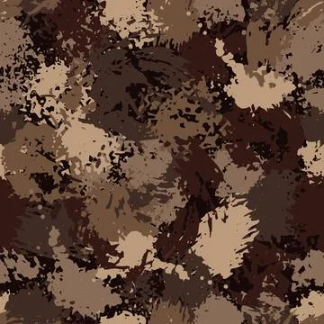 Brown camouflage pattern with paint splatter Stock Illustration