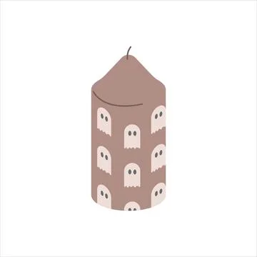 Brown candle pillar with ghosts Stock Illustration