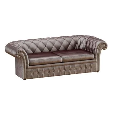 Brown capitone sofa on white background 3d rendering 스톡 일러스트