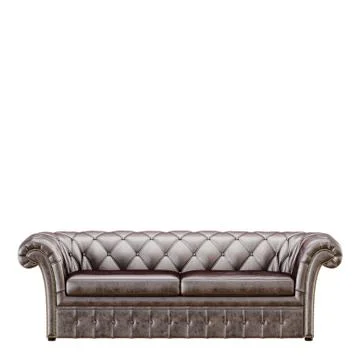 Brown capitone sofa on white background 3d rendering Stock Illustration