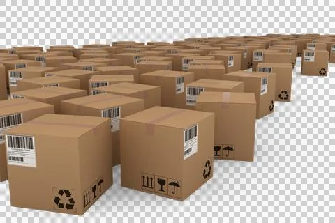 Brown cardboard courier boxes Stock Illustration