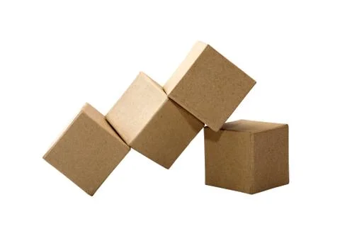 Brown Cardboard Cubes Stock Photos