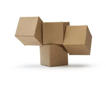 Brown Cardboard Cubes Stock Photos
