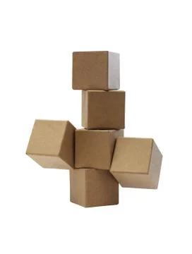 Brown Cardboard Cubes Stock Photos
