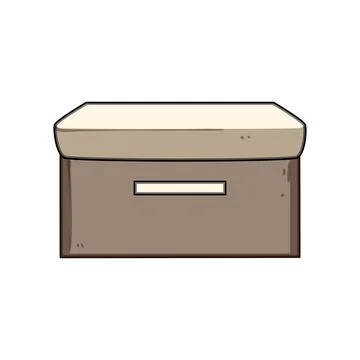 Brown cardboard storage box for office organization Stock Illustration