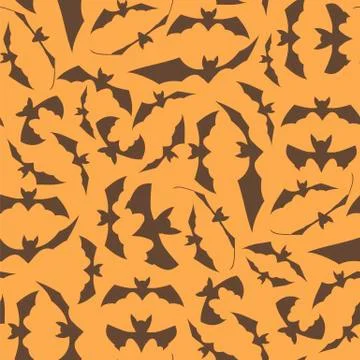 Brown Cartoon Bat Seamless Pattern Stock Illustration