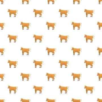 Brown cartoon cows creating a farm animal seamless pattern Stock Illustration
