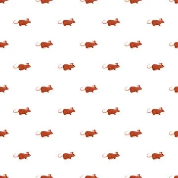 Brown cartoon mice repeating pattern on white background Stock Illustration