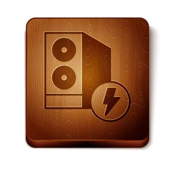 Brown Case of computer icon isolated on white background. Computer server Illustrazione stock