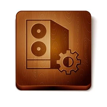 Brown Case of computer setting icon isolated on white background. Computer Stock Illustration