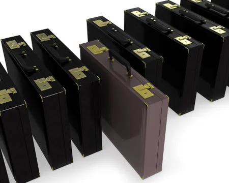 Brown case in row of black Stock Illustration