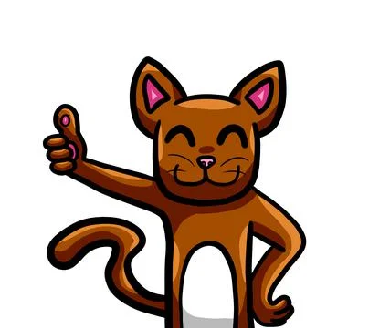 Brown Cat Giving A Thumbs Up Stock Illustration