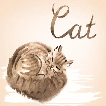 Brown cat Stock Illustration