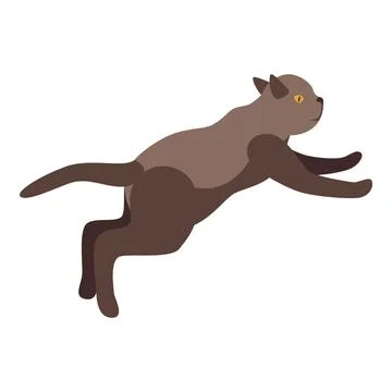 Brown cat jumping and playing, minimalist illustration Stock Illustration