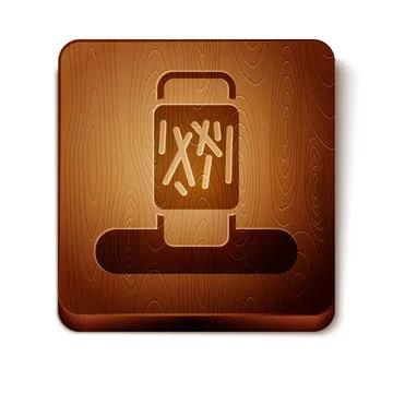 Brown Cat scratching post with toy icon isolated on white background. Wooden Stock Illustration