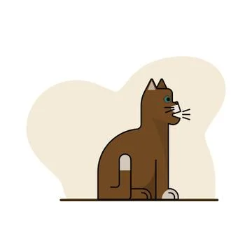 Brown cat sitting. Stock Illustration
