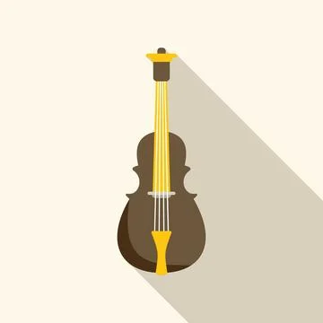 Brown cello with yellow strings and tuning pegs creating music Stock Illustration