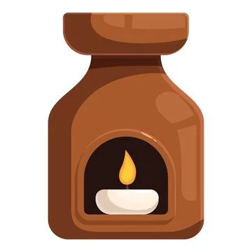 Brown ceramic aroma lamp diffusing essential oils with burning candle Stock Illustration